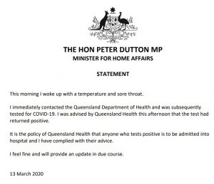 Peter Dutton, Home Affairs Minister diagnosed with Corona Virus - NepaliPage