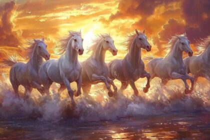 seven horses galloping