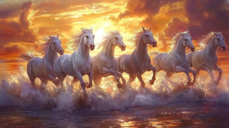 seven horses galloping